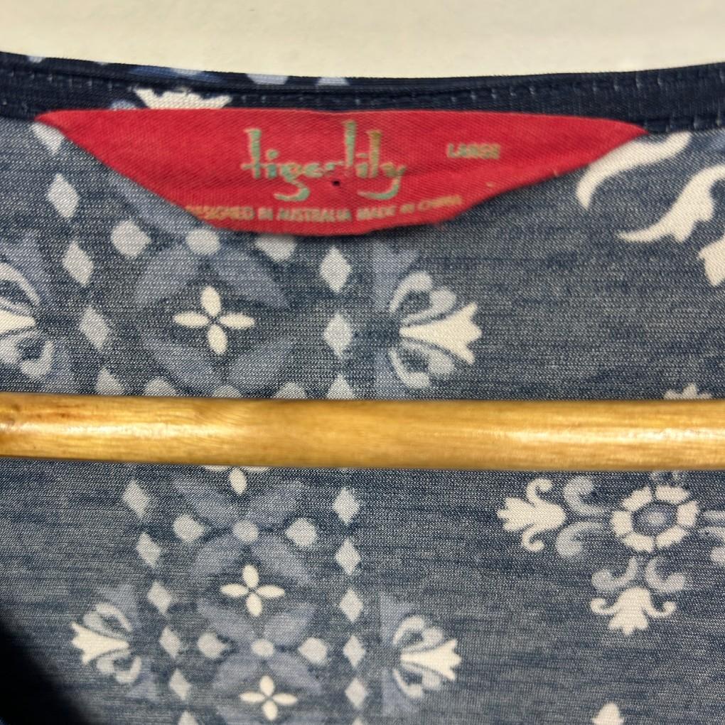 Tigerlily Navy Print Dress - Size L