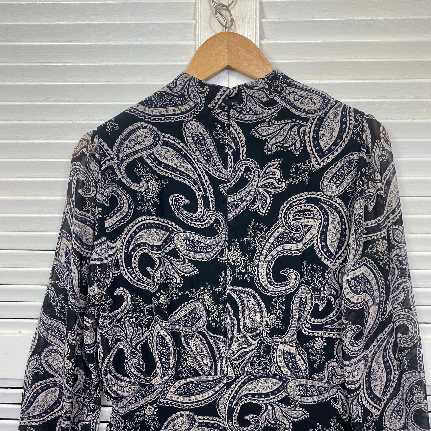 Portmans Dress Size 14 Black White Long Sleeve Paisley Print New