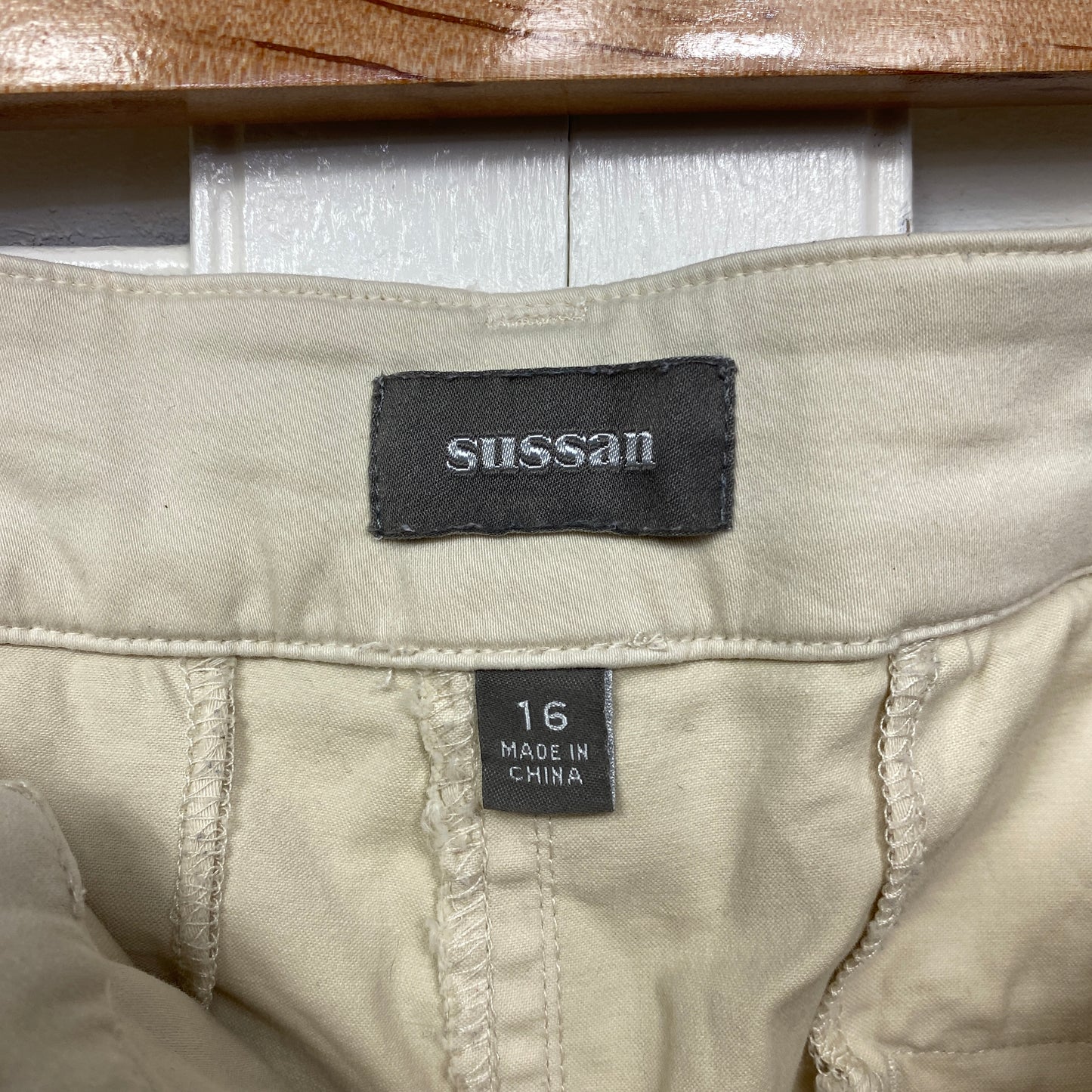 Sussan Pants Size 16 Cream Pockets Cotton Zip Fly