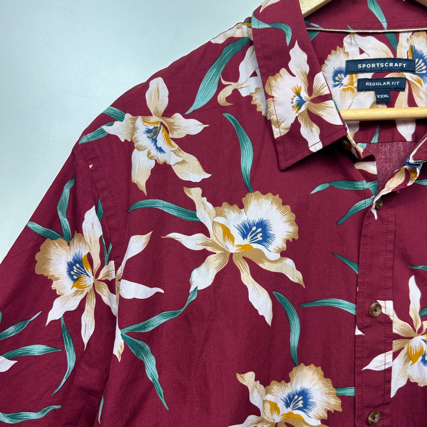 Sportscraft Shirt Size 3XL Maroon Floral Short Sleeve Regular Fit
