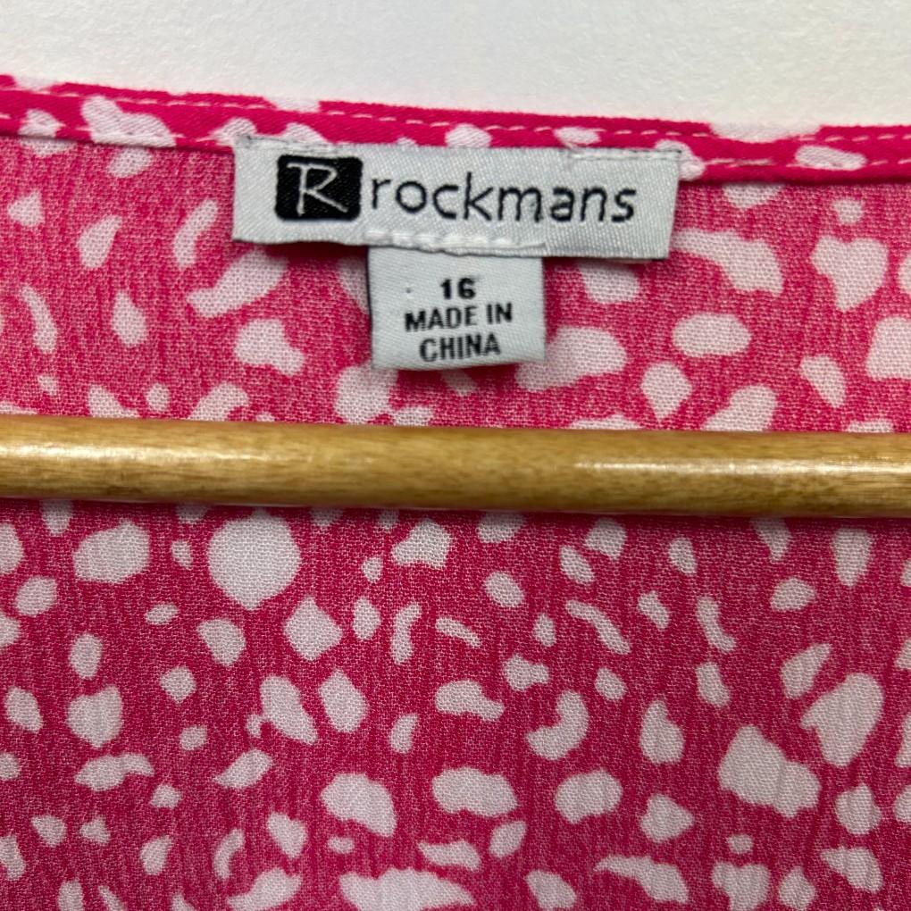 Rockmans Pink Floral Top - Size 18