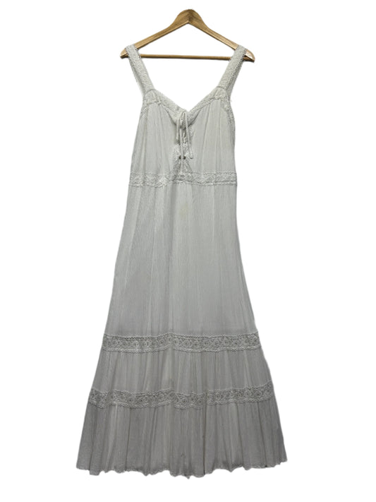 Crossroads Boho White Dress Size 16 Crochet Trim