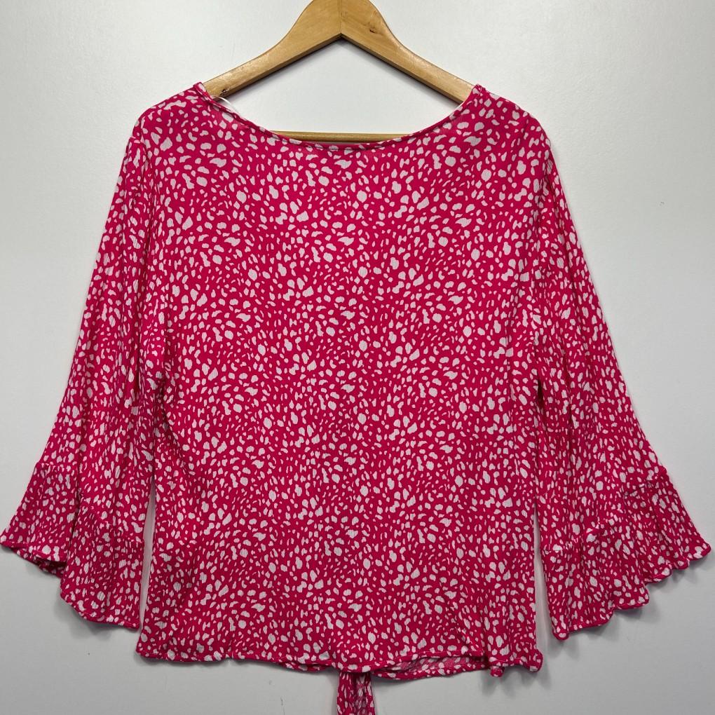 Rockmans Pink Floral Top - Size 18