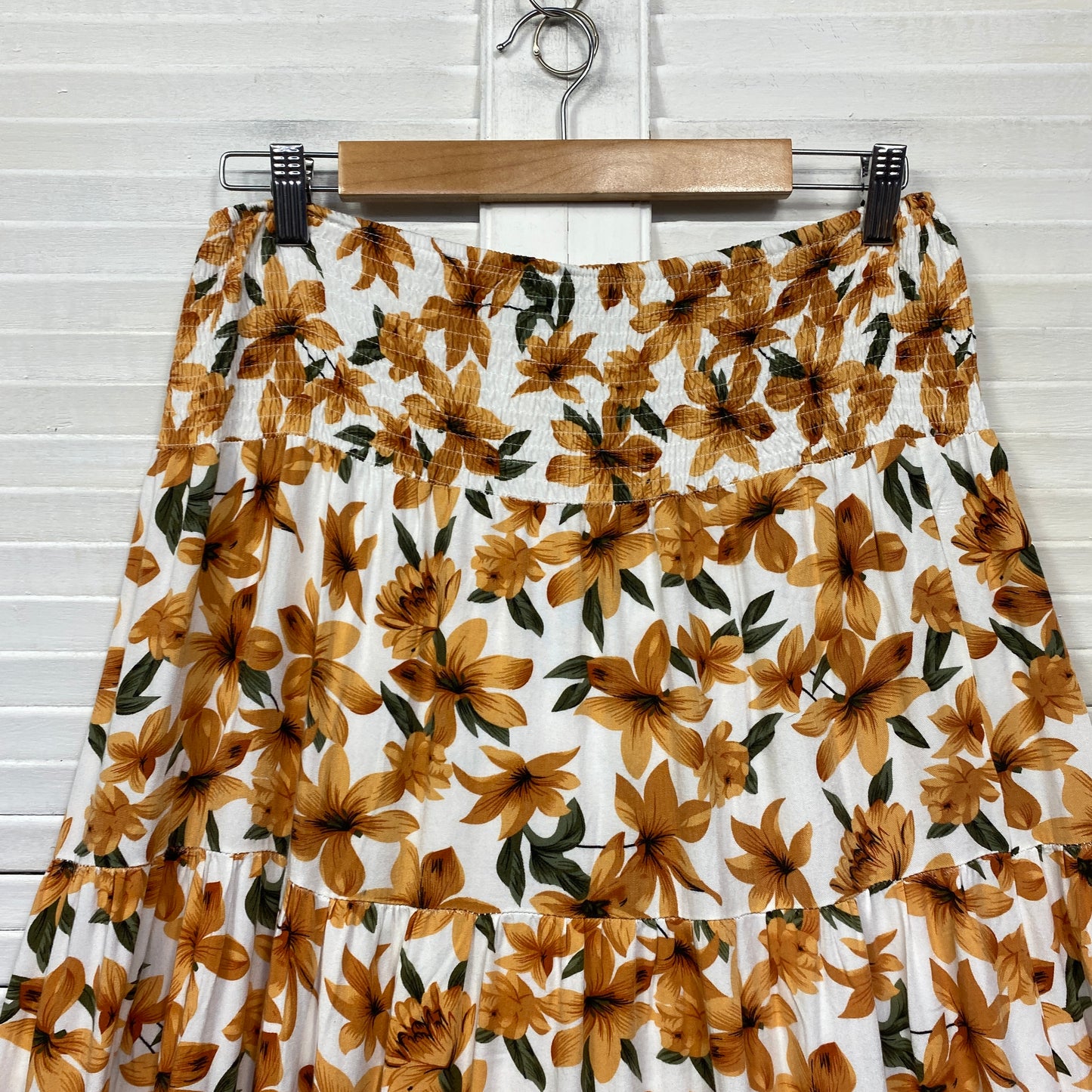 Dissh Maxi Skirt Size 14 Floral Elastic Waist Rayon