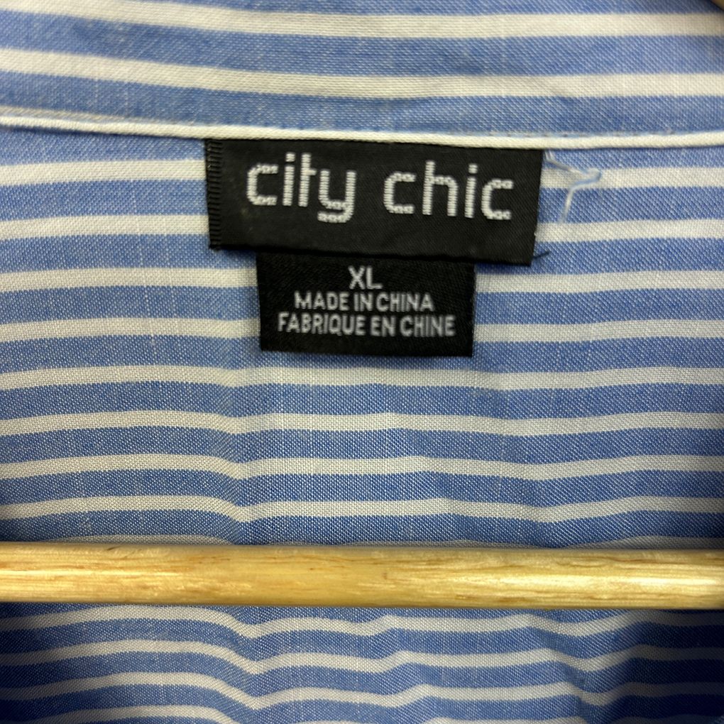 City Chic Blue Striped Shirt - Size 22/XL