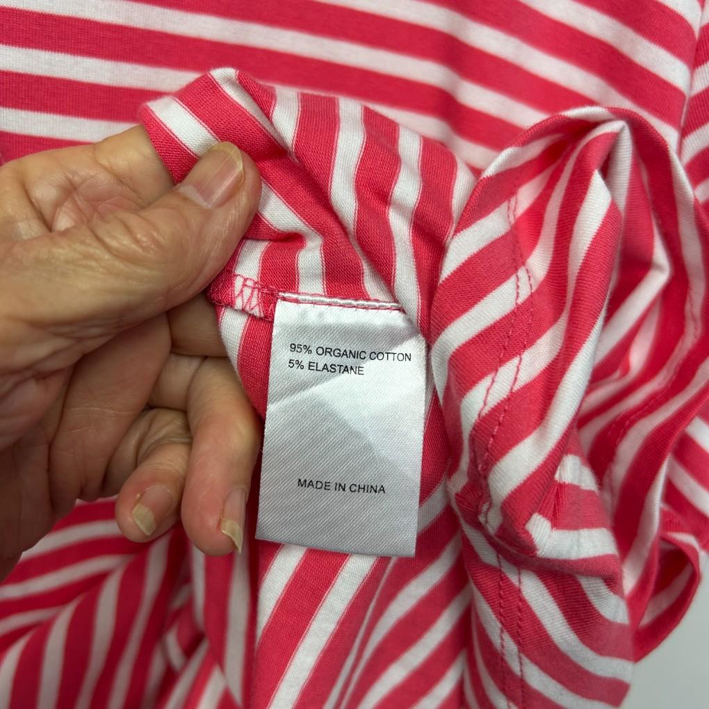Virtuelle Pink Striped Cotton Tee - Size 16/S