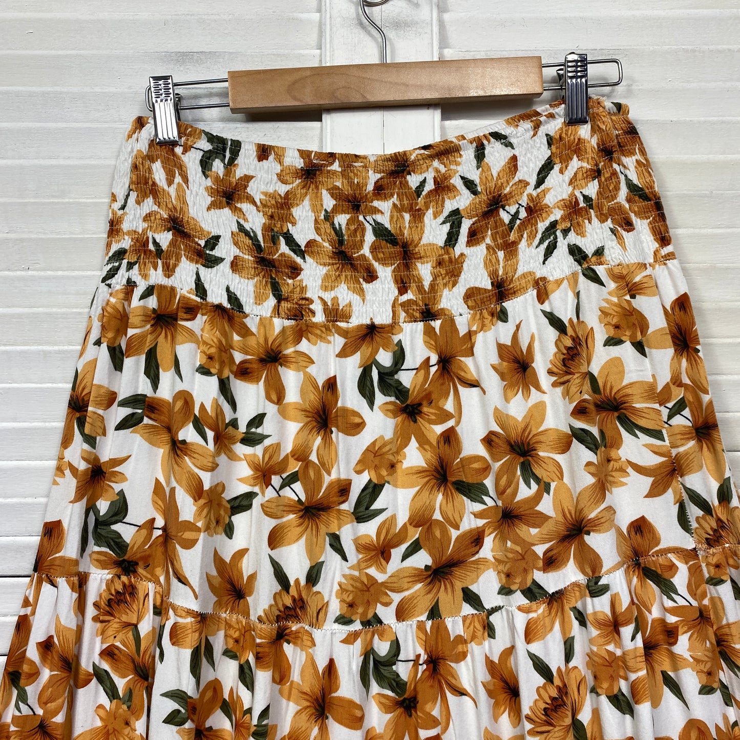 Dissh Maxi Skirt Size 14 Floral Elastic Waist Rayon