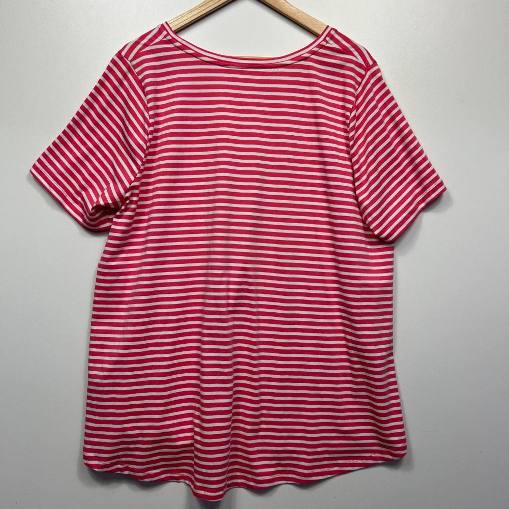 Virtuelle Pink Striped Cotton Tee - Size 16/S