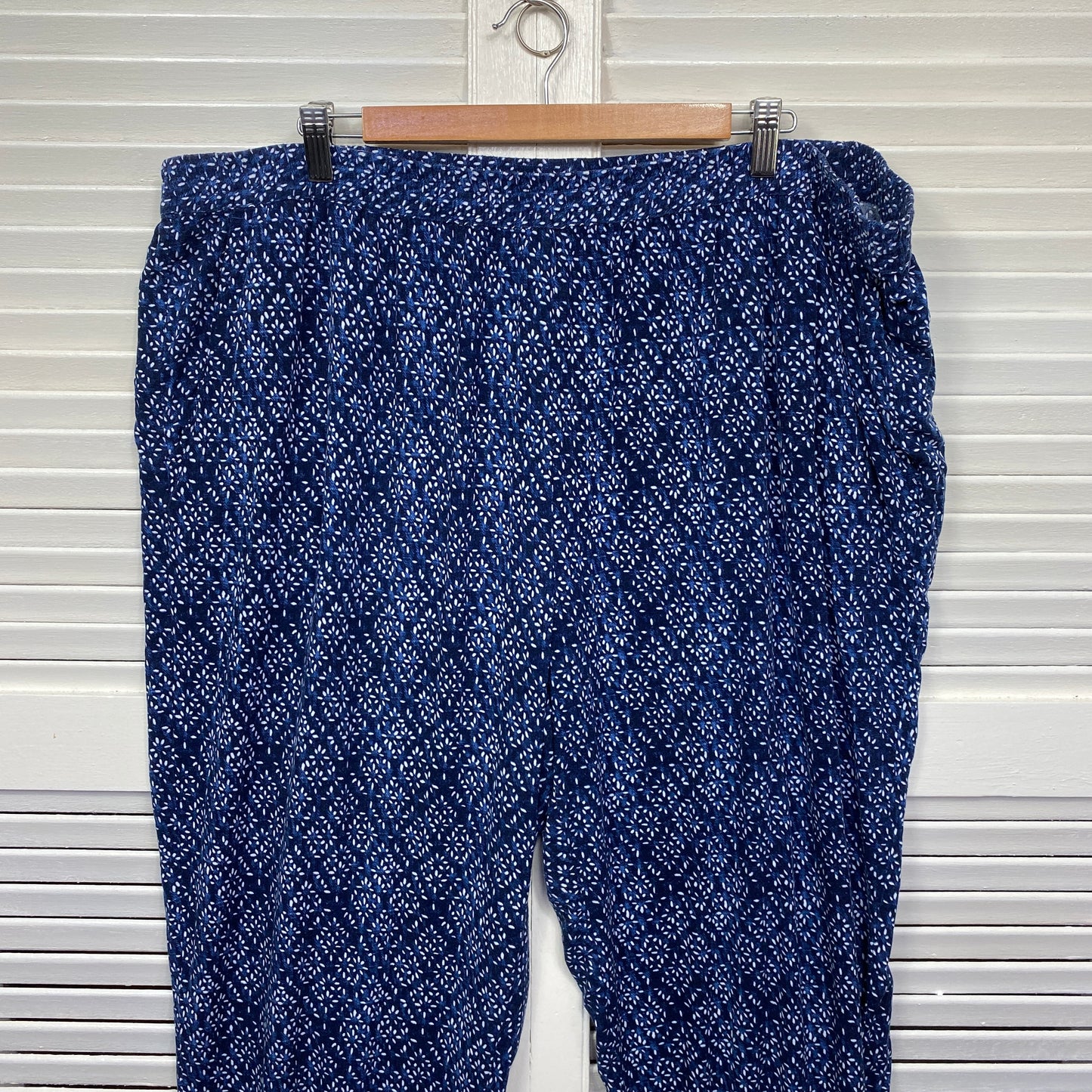 Belle Curve Pants Size 20 Plus Pockets Blue Elastic Cuff