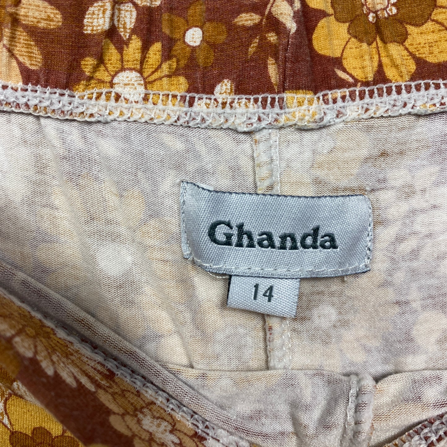 Ghanda Flared Pants Size 14 Floral Retro