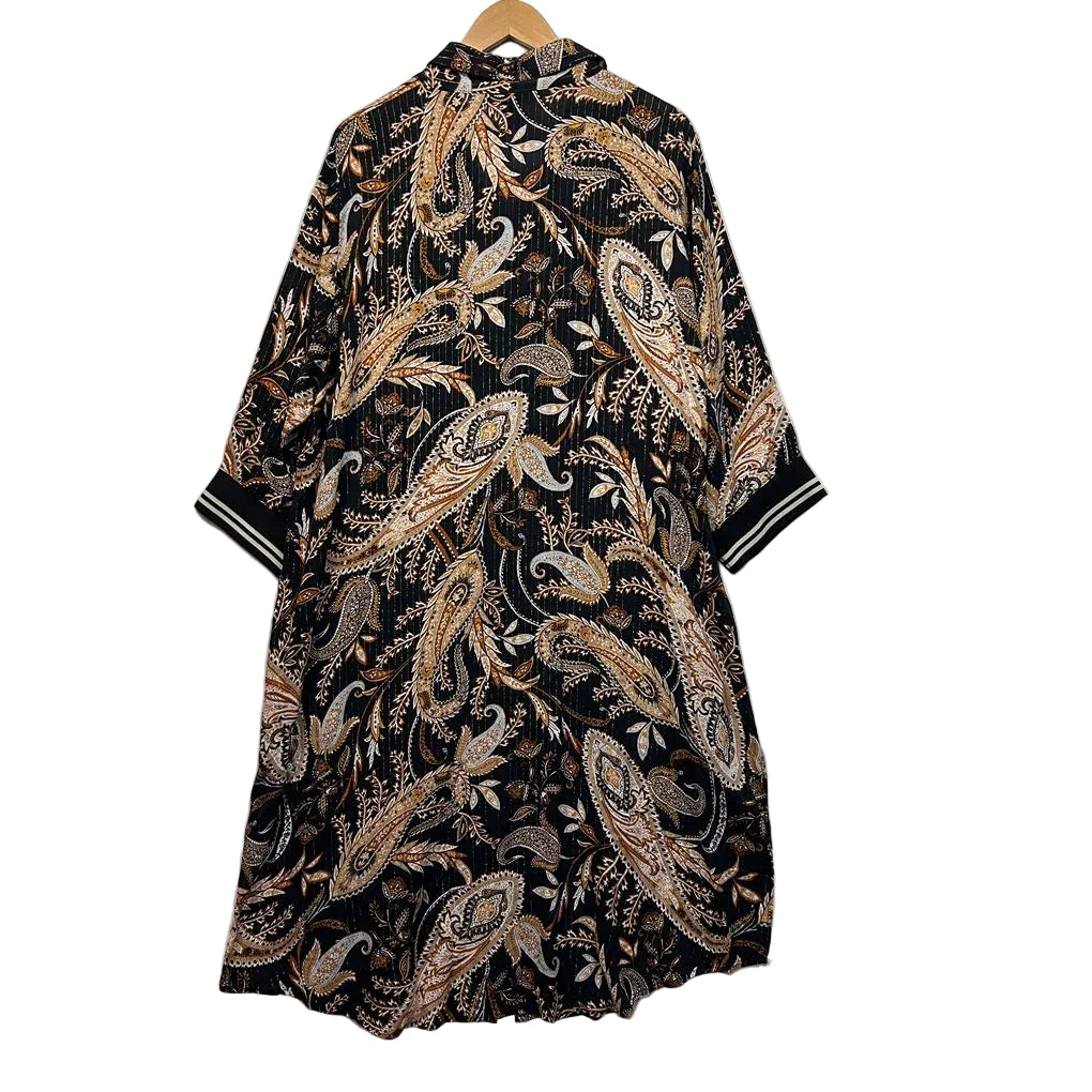 Taking Shape Black Paisley Shirt Dress - Size 22