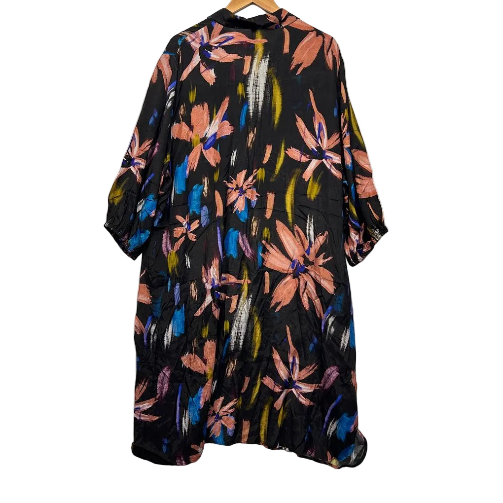 Taking Shape Black Floral Shirt Dress - Size 22