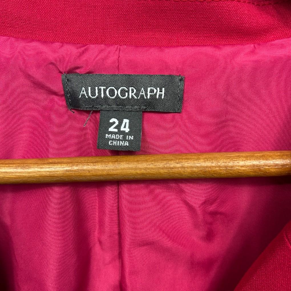 Autograph Red Cropped Linen Jacket - Size 24