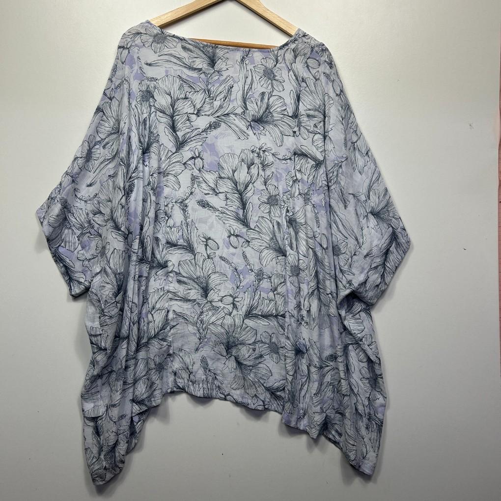 Beme White Floral Print Top- Size 20