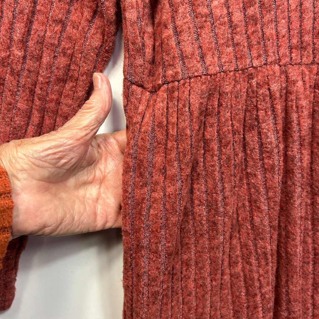 Rust Long Sleeve Ribbed Dress- Size XL