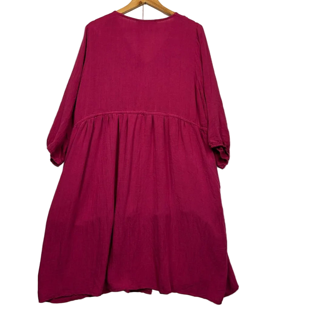 Willow Tree Magenta Linen Dress - Size 18