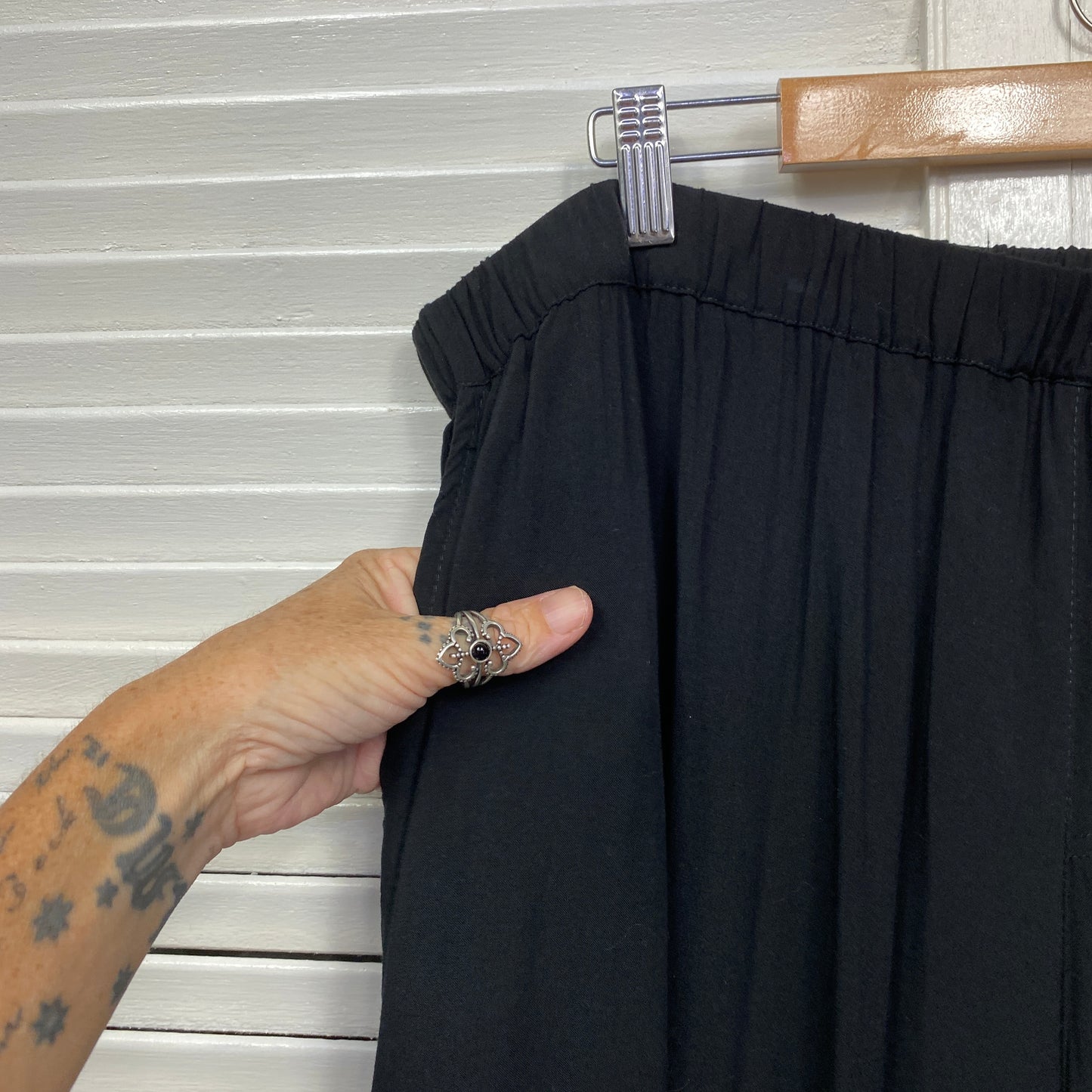 Belle Curve Pants Size 26 Plus Pockets Black