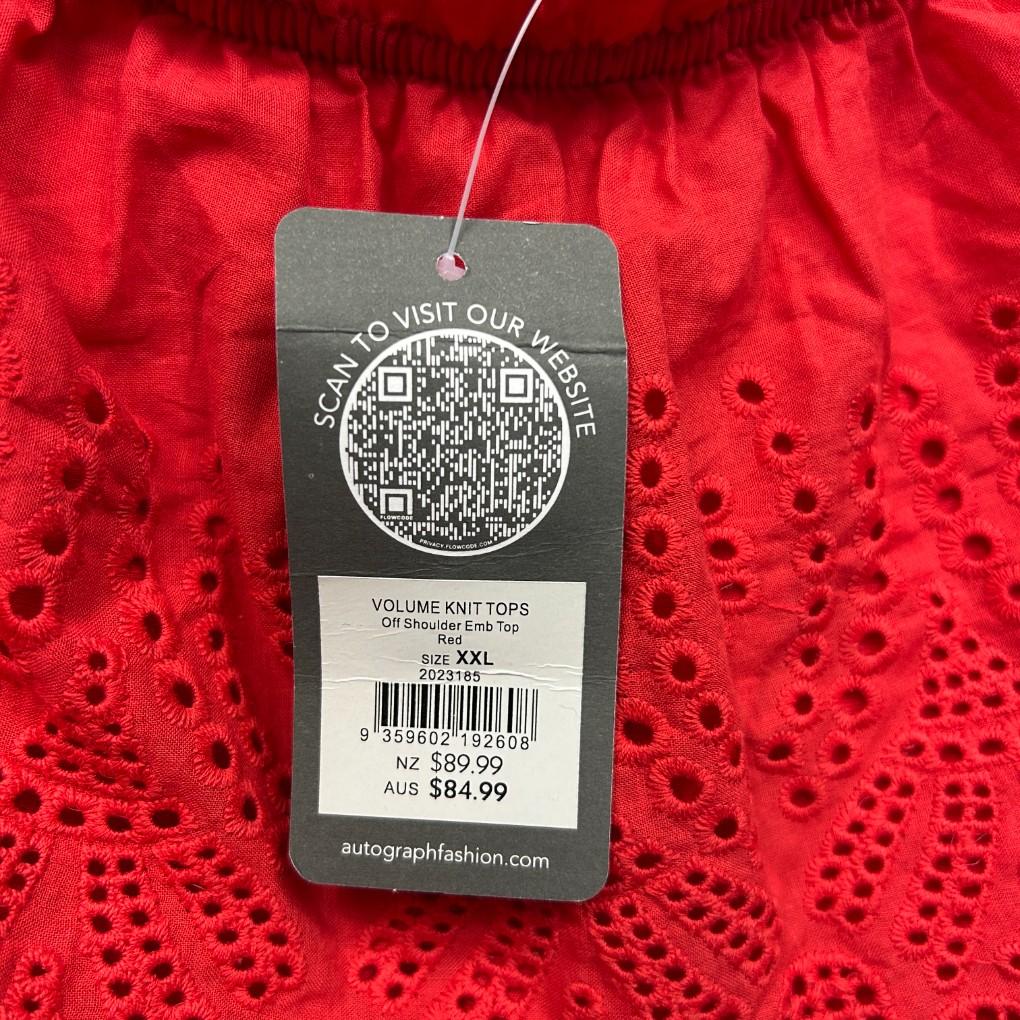 Autograph Red Broderie Cotton Top - Size 22/XXL