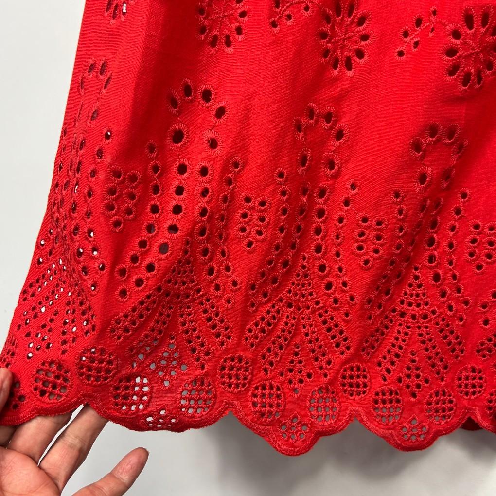 Autograph Red Broderie Cotton Top - Size 22/XXL
