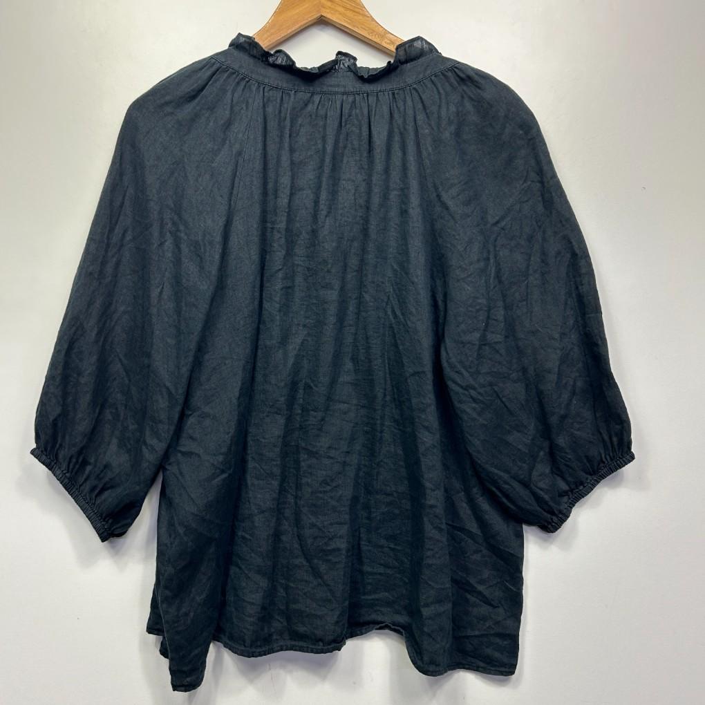 Sussan Black Linen Blouse - Size 14