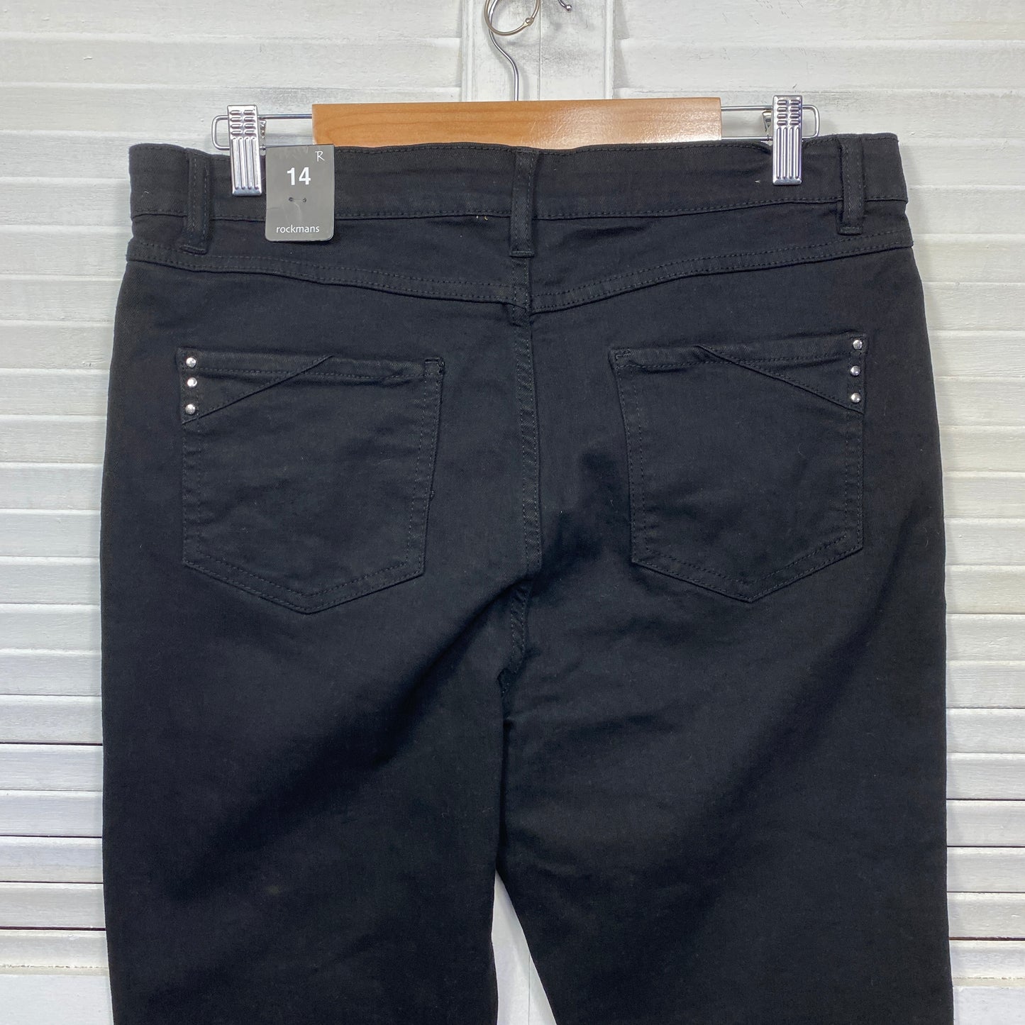 Rockmans crop Jeans Size 14 Black Comfort Elastic Waist New