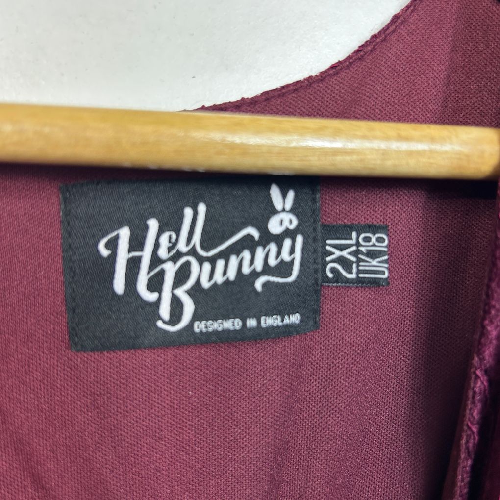 Hell Bunny Burgundy Lace Maxi Dress - Size 18