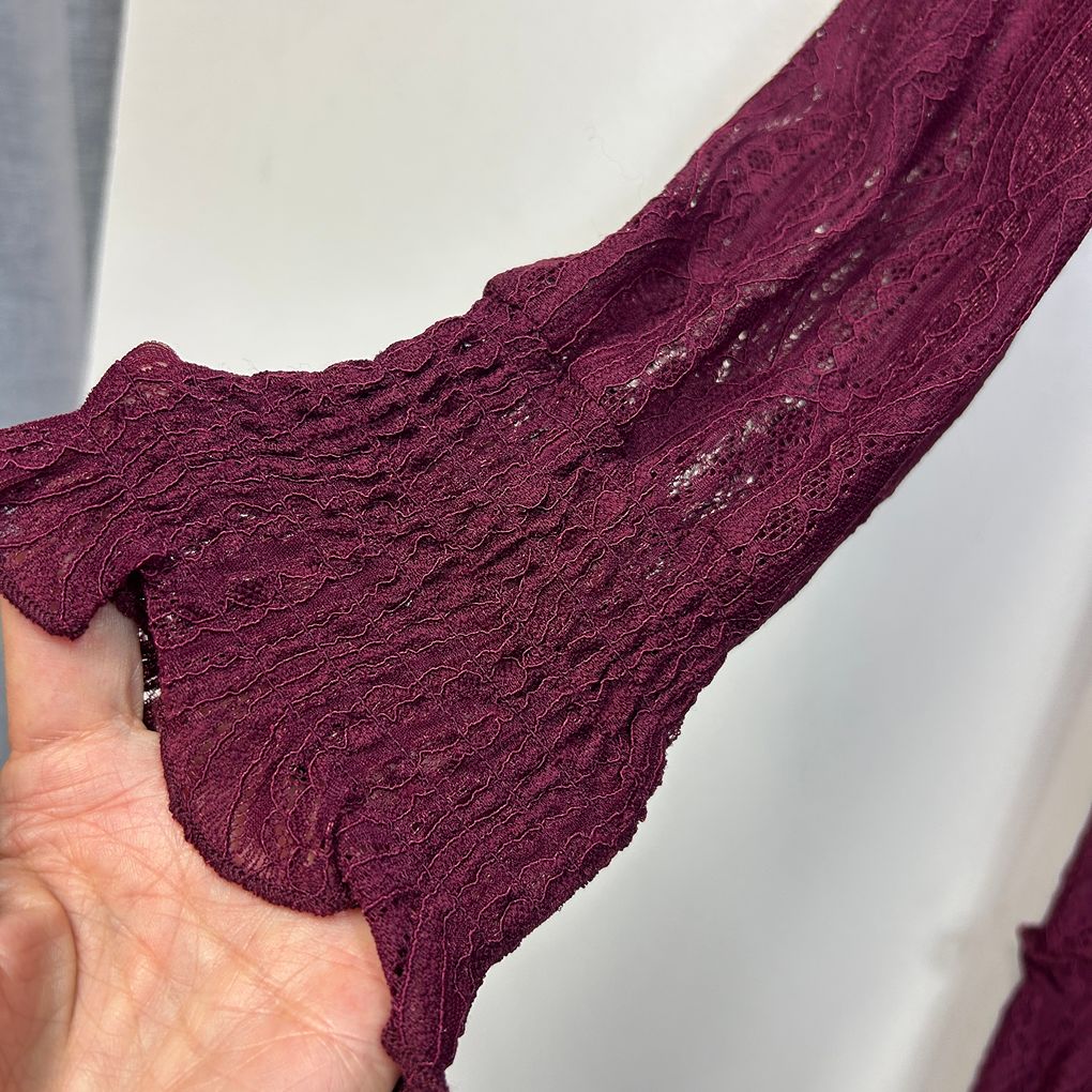 Hell Bunny Burgundy Lace Maxi Dress - Size 18