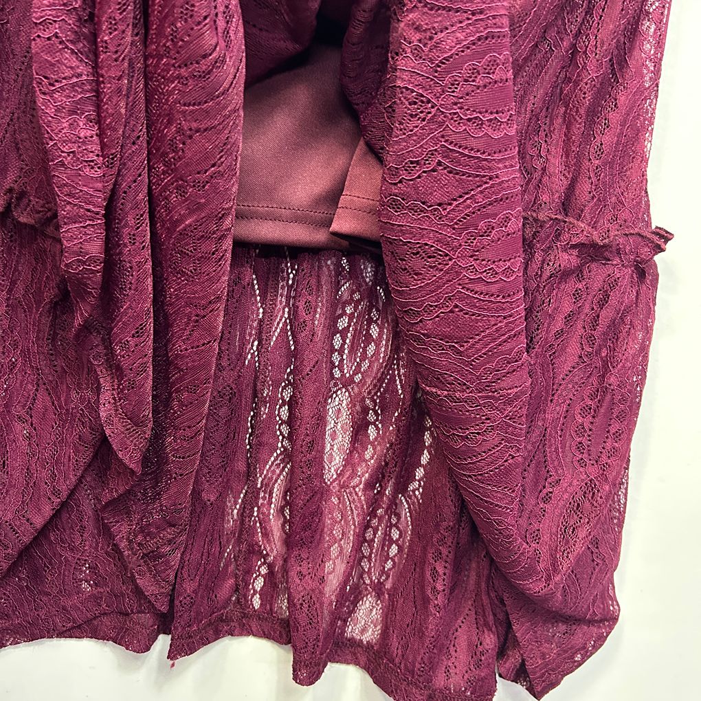 Hell Bunny Burgundy Lace Maxi Dress - Size 18