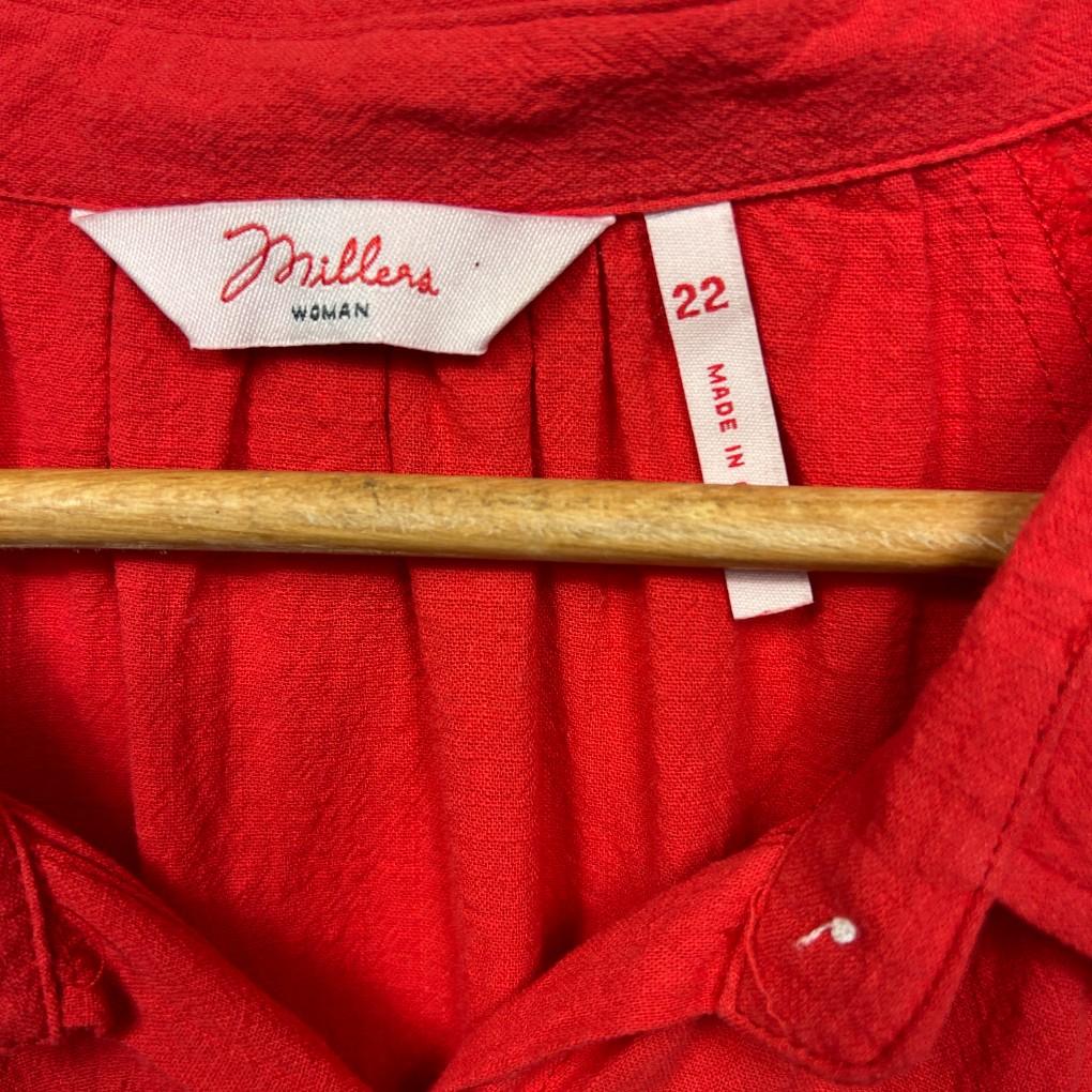 Millers Red Cotton Shirt - Size 22