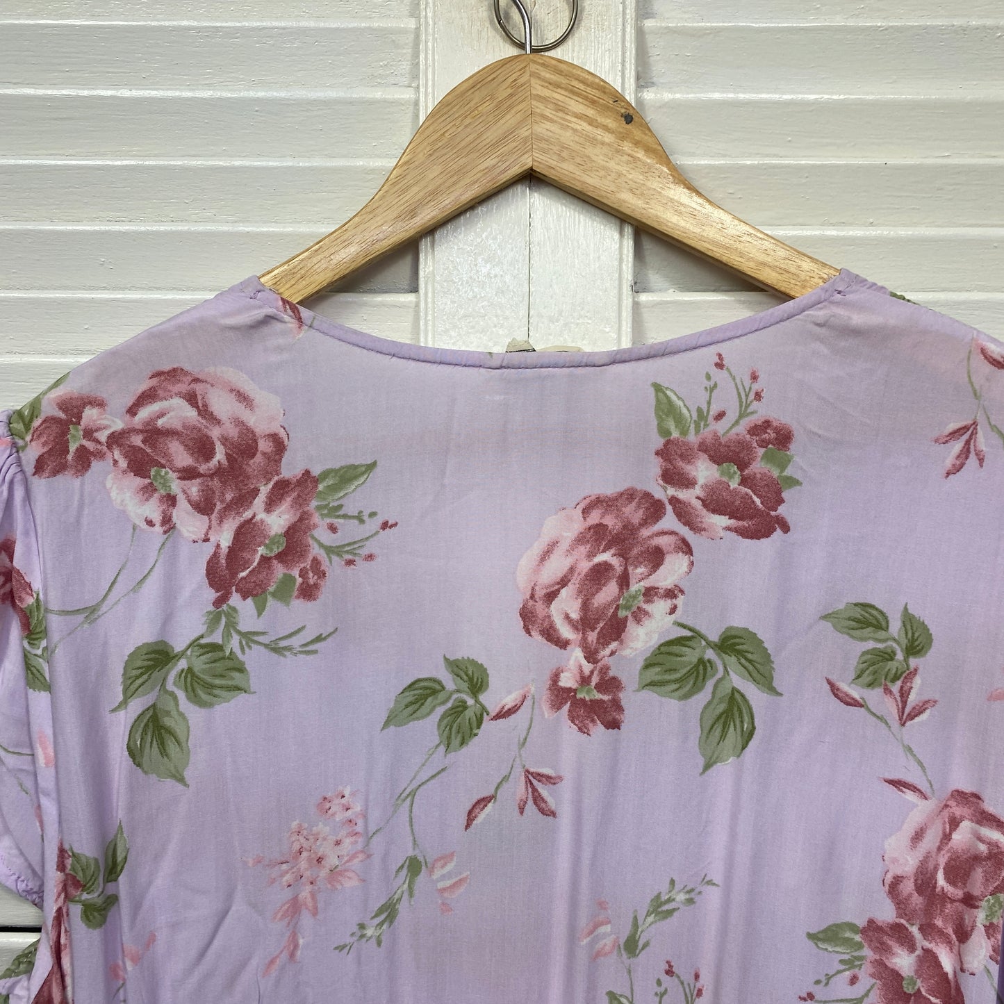 JAASE Dress Size Large 14 Purple Short Sleeve Floral Rayon