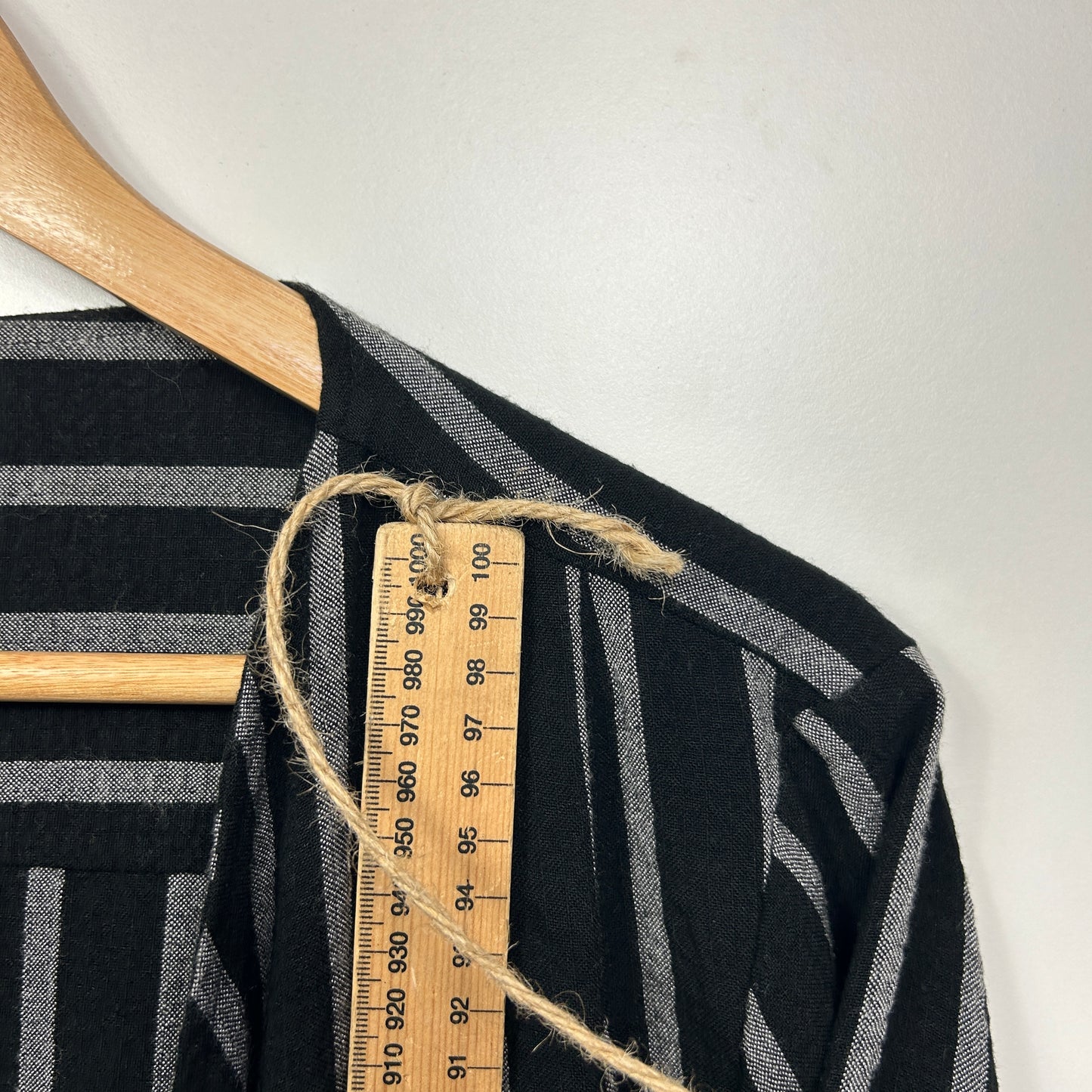Taking Shape Dress Size 16 Grey Striped Pockets Viscose Blend Midi Length