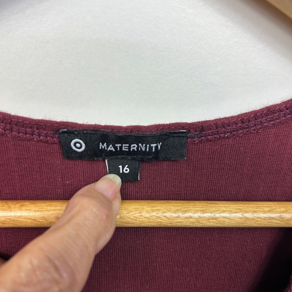 Target Burgundy Cotton Maternity Dress - Size 16
