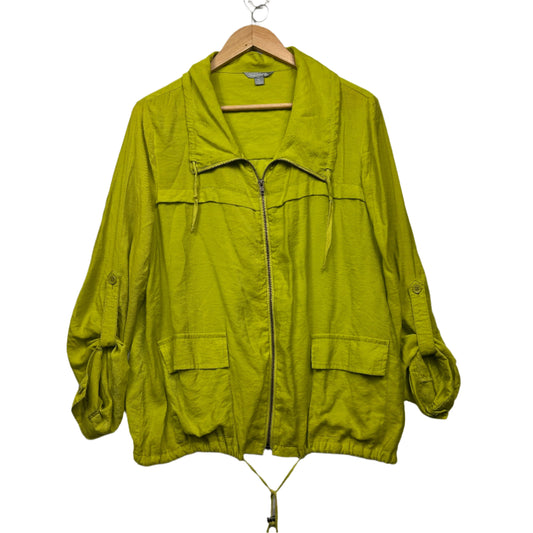 Suzanne Grae Lightweight Jacket Top Size 16 XL Citrus Green Lime Zip Up