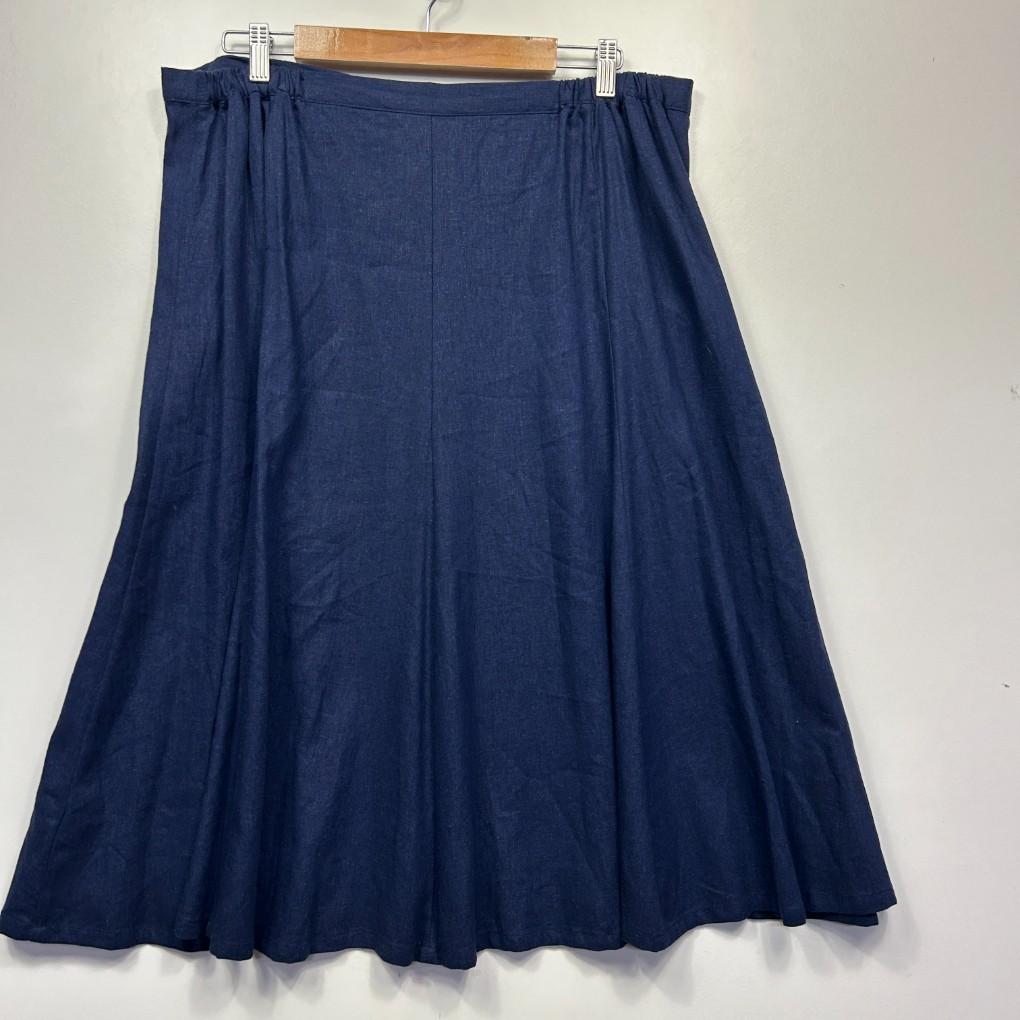 Noni B Navy Linen Skirt - Size 18