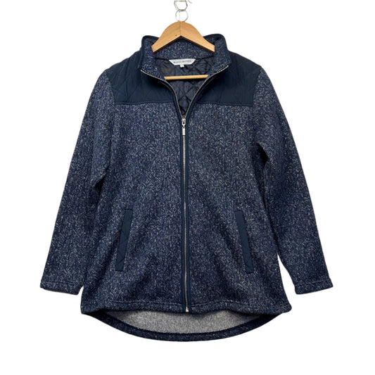 Black Pepper Jumper Size 14 Blue Long Sleeve Full Zip Up Pockets