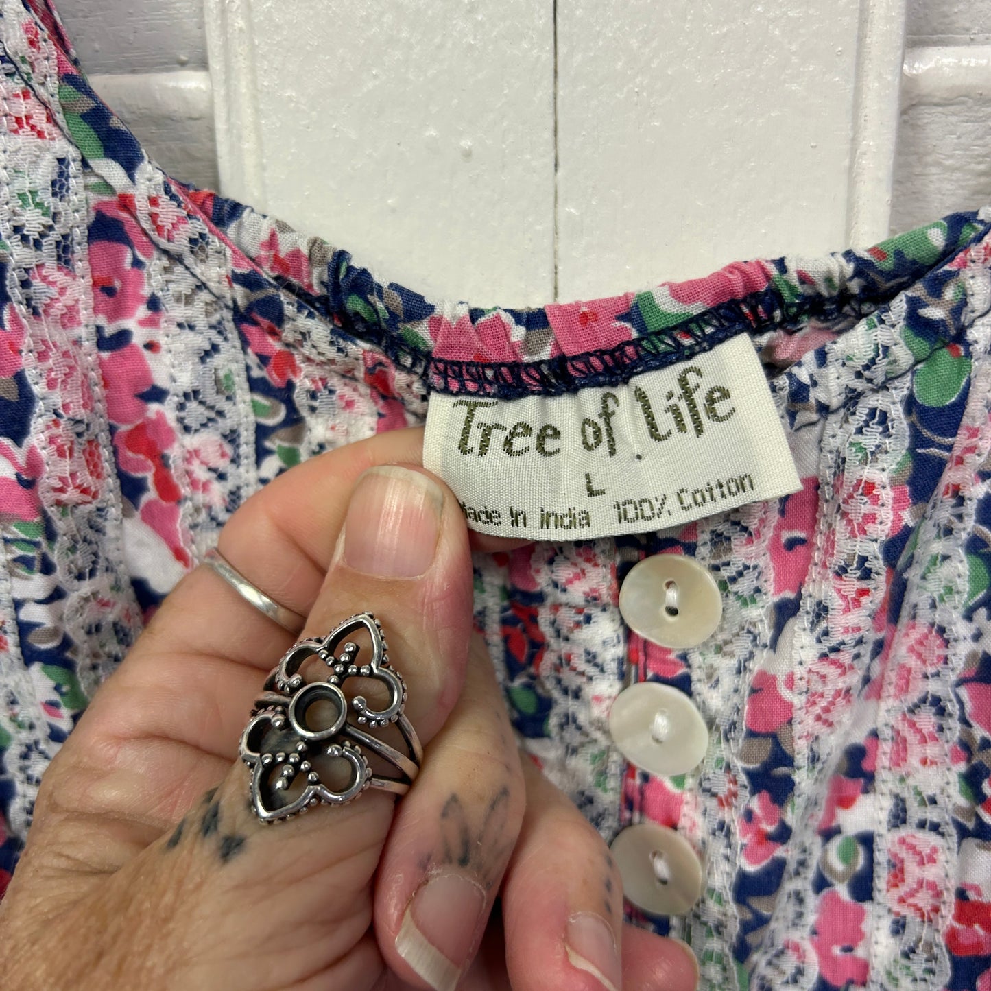 Tree of Life Dress Size 14 Large Multicoloured Floral Sleeveless 100% Cotton
