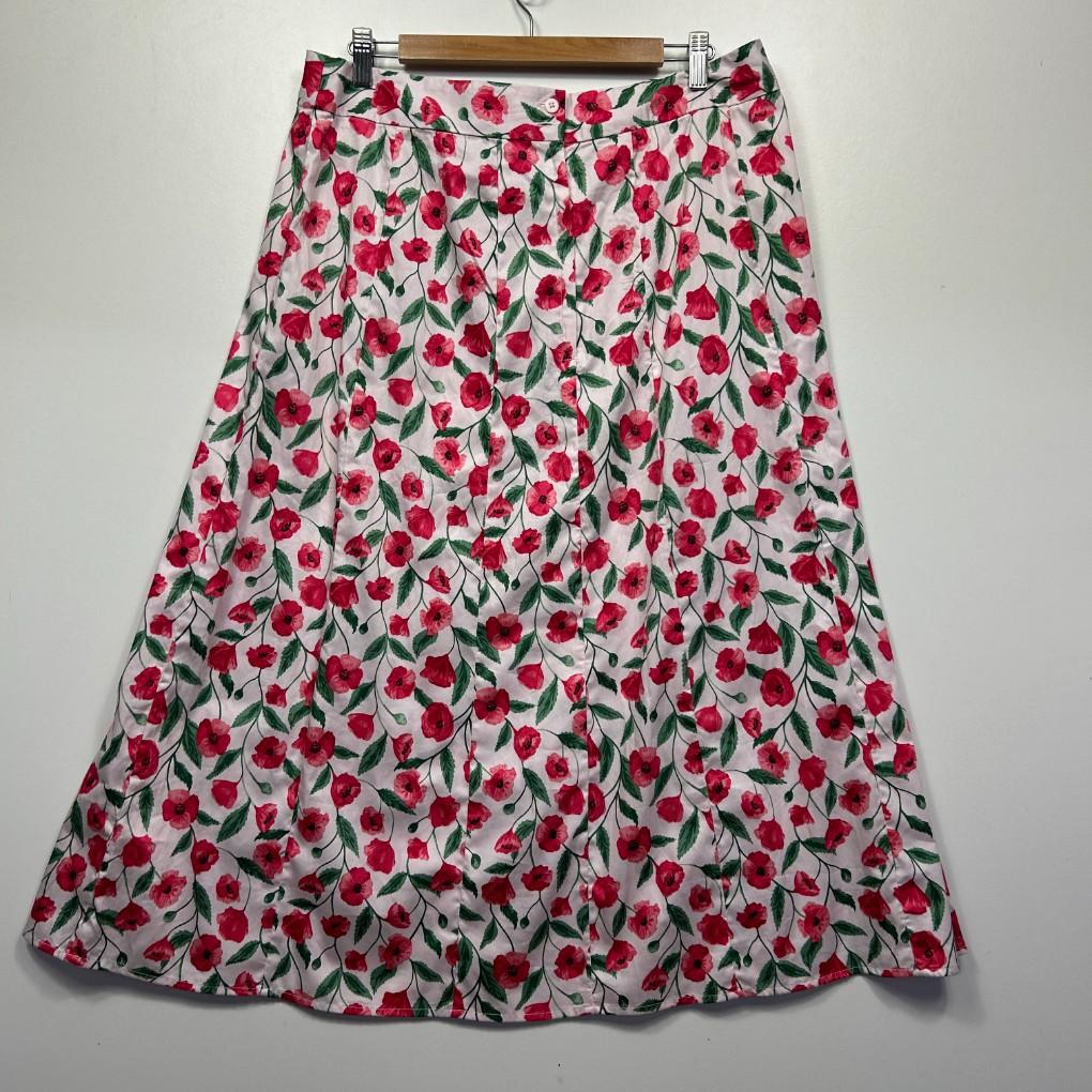 Princess Highway Pink Floral Cotton Skirt - Size 16