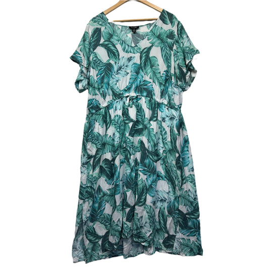 beme Maxi Dress Size 22 Green Floral Short Sleeve