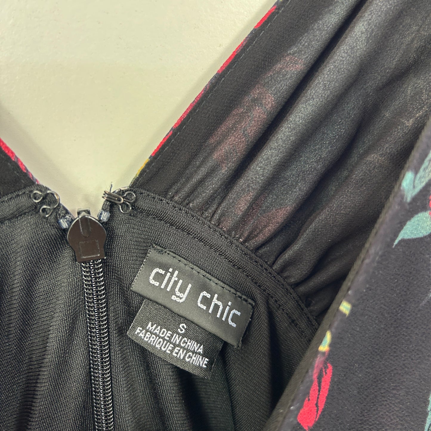 City Chic Black Floral Print Jumpsuit - Size 16