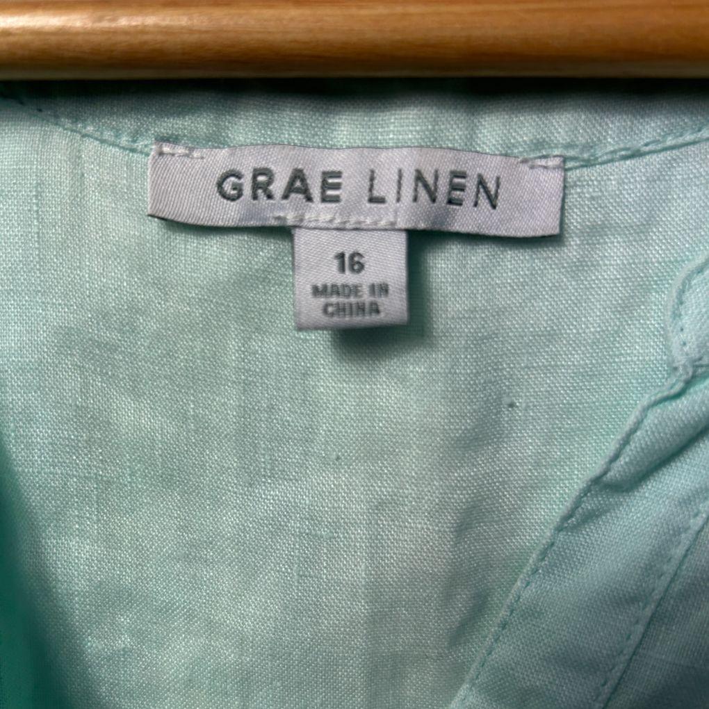 Suzanne Grae Mint Linen Shirt - Size 18