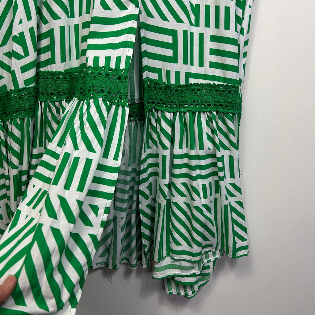 Beme Green Geometric Print Maxi Dress - Size 18