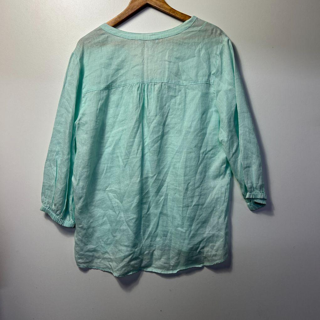 Suzanne Grae Mint Linen Shirt - Size 18