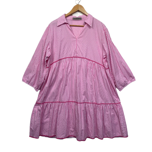 Soul Sparrow Dress Size 2XL 18 Long Sleeve Smock Pink Striped