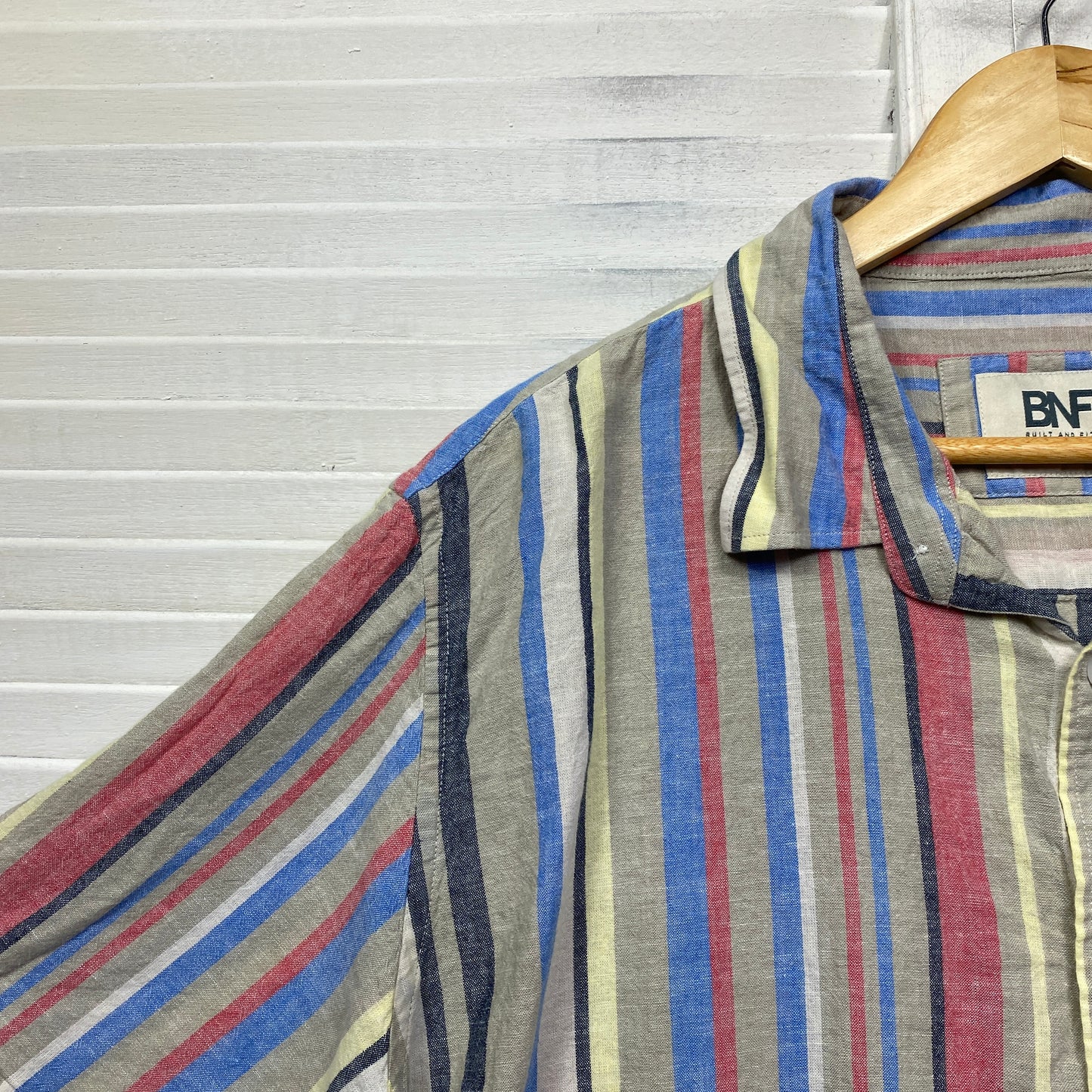 BNF Mens Shirt Size 4XL Striped Short Sleeve Button Up