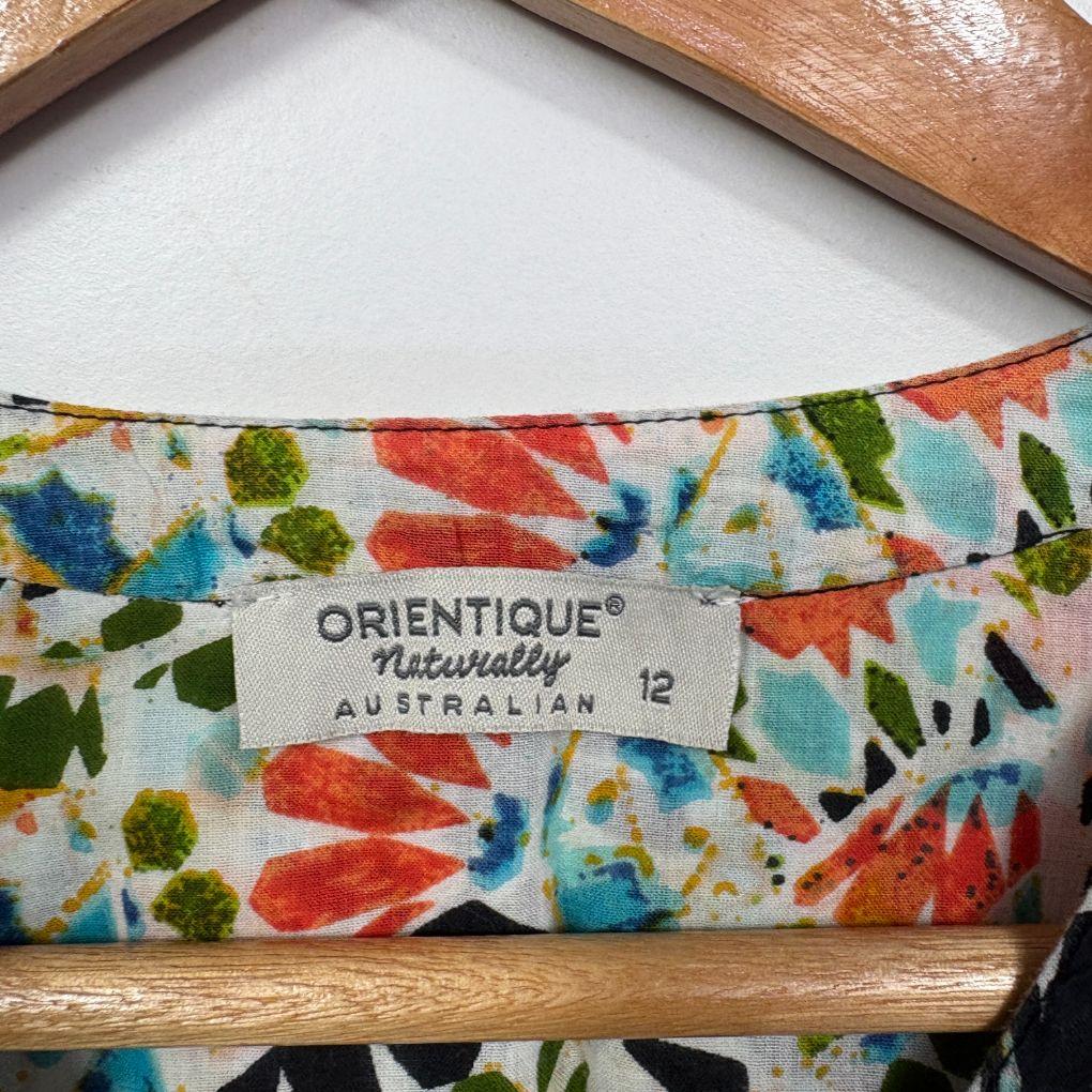 Orientique Multicolour Floral Cotton Blouse - Size 12