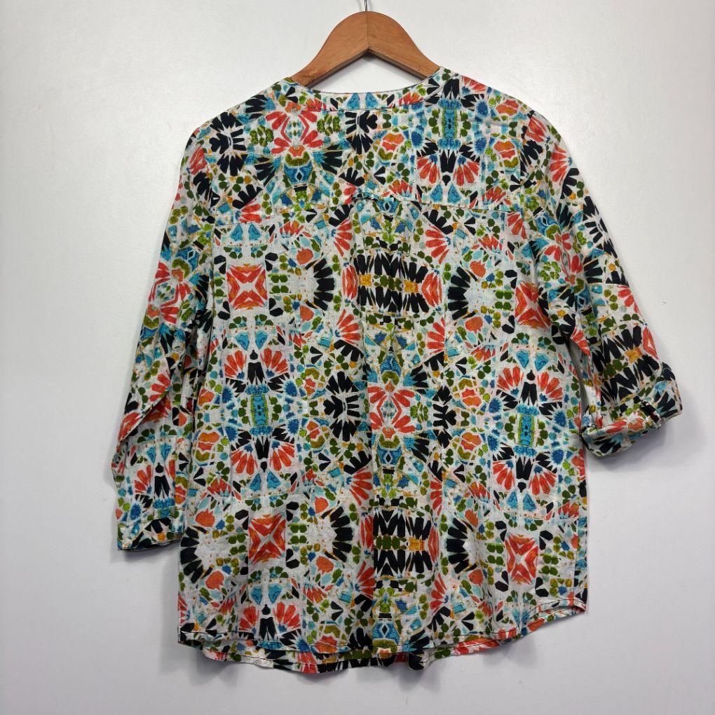 Orientique Multicolour Floral Cotton Blouse - Size 12