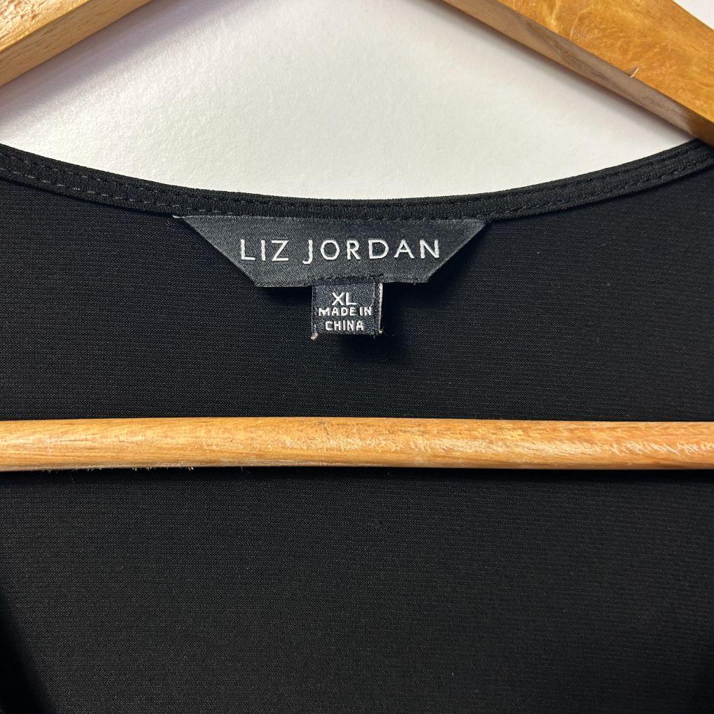 Liz Jordan Black Wrap Top - Size XL