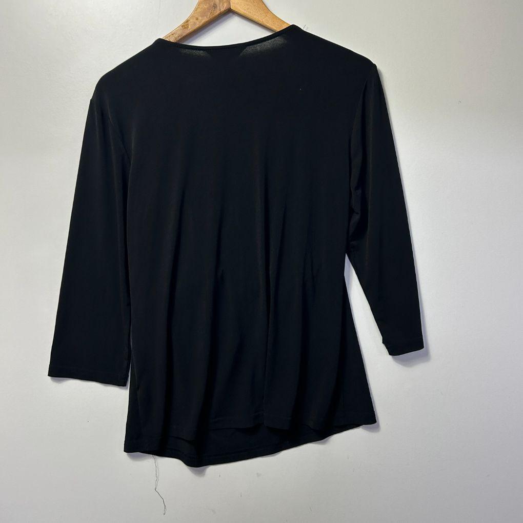 Liz Jordan Black Wrap Top - Size XL