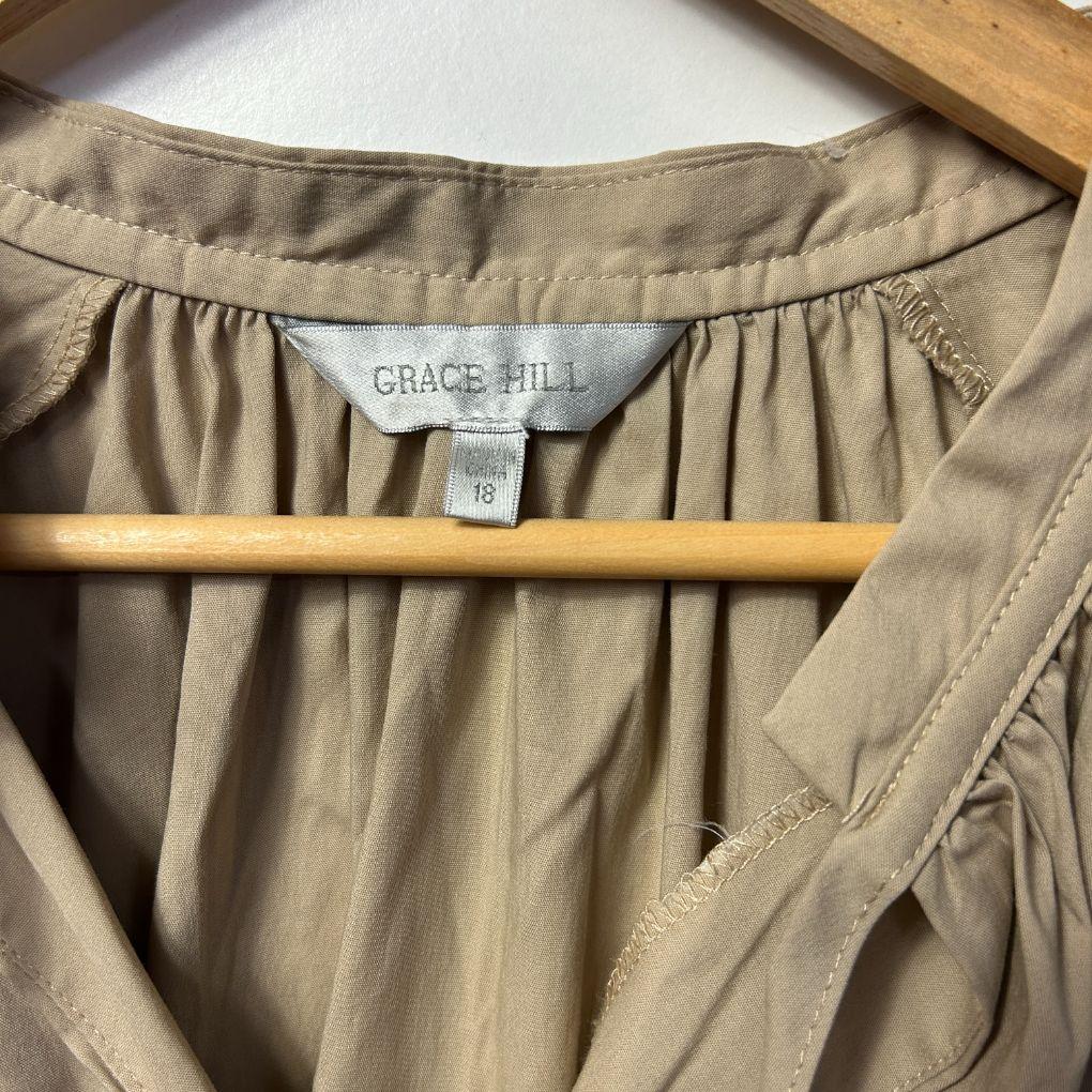 Grace Hill Beige Cotton Blouse - Size 18