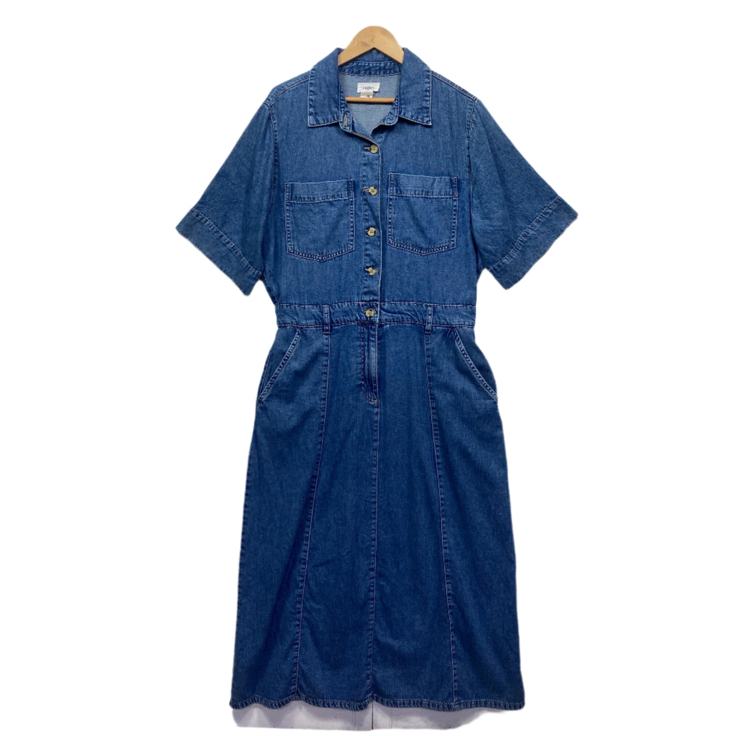 Ceres Life Denim Dress Size XL 16 Blue Pockets Midi